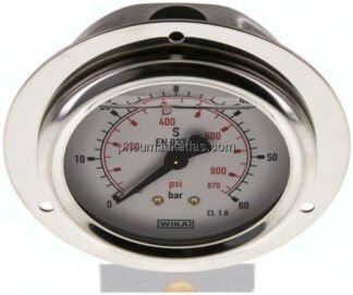 Glycerin-Einbaumanometer,Frontring, 63mm, 0 - 60 bar