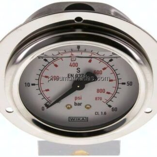 Glycerin-Einbaumanometer,Frontring, 63mm, 0 - 60 bar