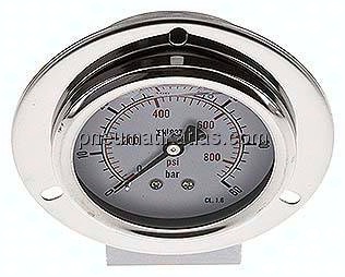 Glycerin-Einbaumanometer,Frontring, 63mm, 0 - 60 bar