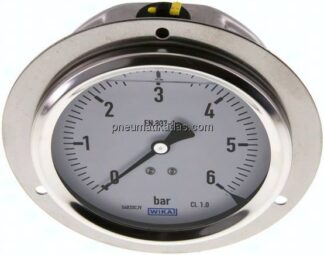 Glycerin-Einbaumanometer,Frontring, 100mm, 0 - 6 bar