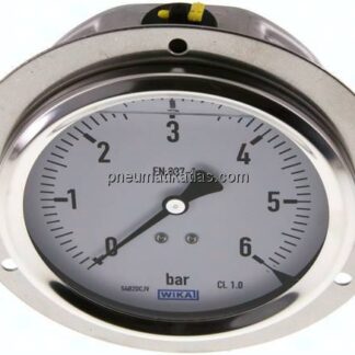 Glycerin-Einbaumanometer,Frontring, 100mm, 0 - 6 bar