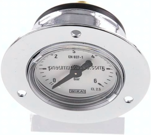 Einbaumanometer (CrNi/Ms), Frontring, 40mm, 0 - 6 bar