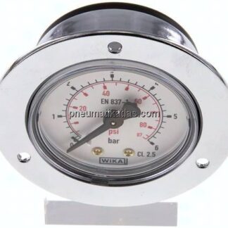 Einbaumanometer (CrNi/Ms), Frontring, 50mm, 0 - 6 bar