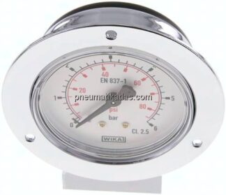 Einbaumanometer (CrNi/Ms), Frontring, 63mm, 0 - 6 bar