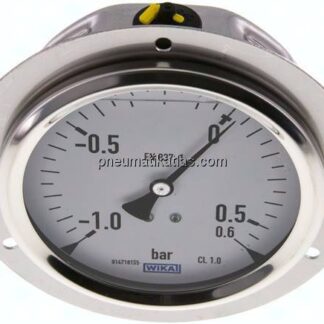 Glycerin-Einbaumanometer,Frontring, 100mm, -1 bis 0,6 bar