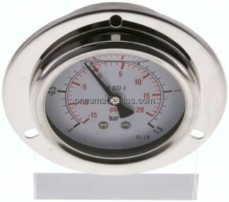 Glycerin-Einbaumanometer,Frontring, 63mm, -1 bis 1,5 bar