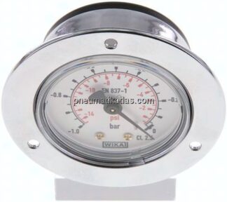 Einbaumanometer (CrNi/Ms), Frontring, 50mm, -1 bis 0 bar