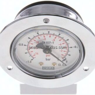 Einbaumanometer (CrNi/Ms), Frontring, 50mm, -1 bis 0 bar