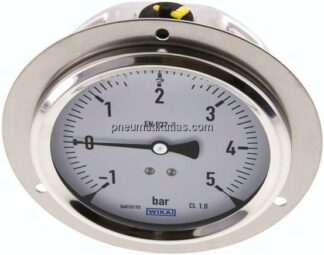 Glycerin-Einbaumanometer,Frontring, 100mm, -1 bis 5 bar