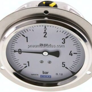 Glycerin-Einbaumanometer,Frontring, 100mm, -1 bis 5 bar