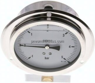 Glycerin-Einbaumanometer,Frontring, 100mm, -1 bis 5 bar