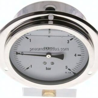Glycerin-Einbaumanometer,Frontring, 100mm, -1 bis 5 bar