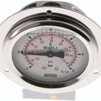 Glycerin-Einbaumanometer,Frontring, 63mm, -1 bis 5 bar