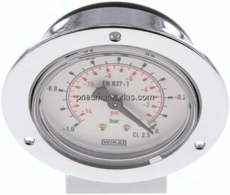 Einbaumanometer (CrNi/Ms), Frontring, 63mm, -1 bis 0 bar