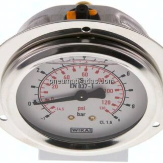 Glycerin-Einbaumanometer,Frontring, 63mm, -1 bis 9 bar