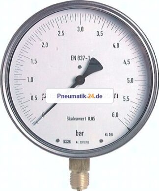 Feinmess-Manometer senkrecht, 160mm, -1200 bis 0 mbar