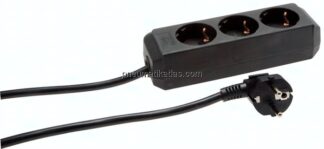 Steckdosenleiste (innen), schwarz, Standard ohne Schalter, 6x Schuko (Steckdose)