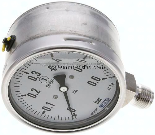 Gly.-Sicherheits-Manometer senkrecht,100mm, 0 - 0,6 bar