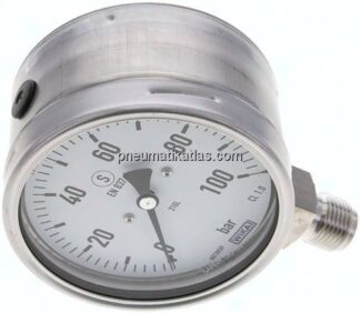 Sicherheits-Manometer senkrecht, 100mm, 0 - 100 bar
