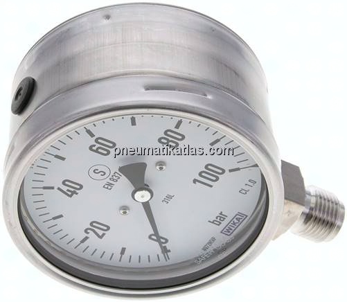 Sicherheits-Manometer senkrecht, 100mm, 0 - 100 bar