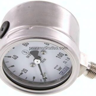 Sicherheits-Manometer senkrecht, 63mm, 0 - 100 bar