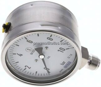 Sicherheits-Manometer senkrecht, 100mm, 0 - 10 bar