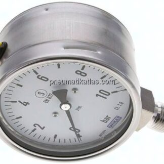 Sicherheits-Manometer senkrecht, 100mm, 0 - 10 bar