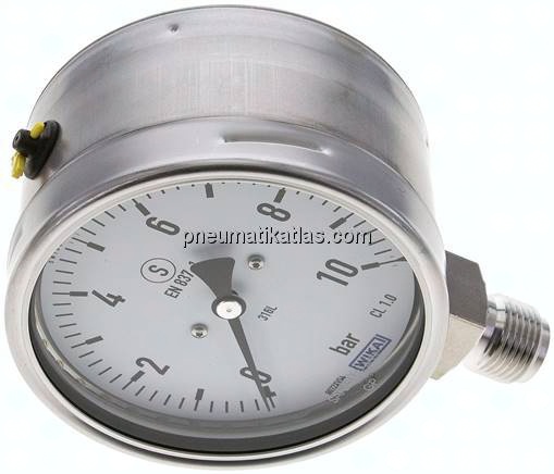 Sicherheits-Manometer senkrecht, 100mm, 0 - 10 bar
