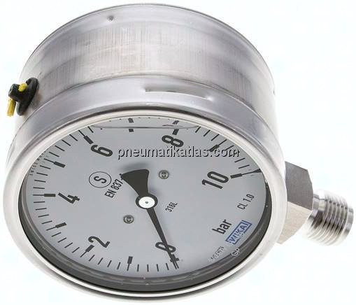 Gly.-Sicherheits-Manometer senkrecht,100mm, 0 - 10 bar