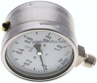 Sicherheits-Manometer senkrecht, 100mm, 0 - 1 bar