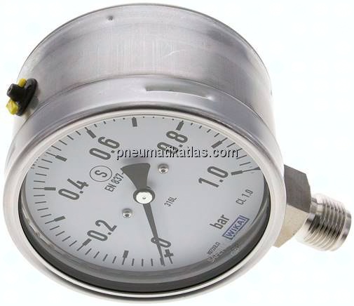 Sicherheits-Manometer senkrecht, 100mm, 0 - 1 bar