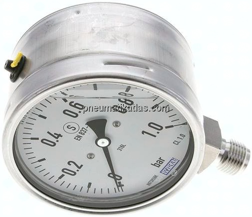 Gly.-Sicherheits-Manometer senkrecht,100mm, 0 - 1 bar