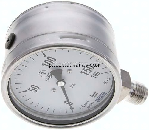 Sicherheits-Manometer senkrecht, 100mm, 0 - 160 bar