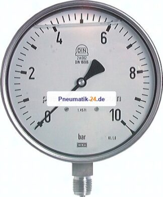 Gly.-Sicherheits-Manometer senkrecht,160mm, -1 bis 0 bar