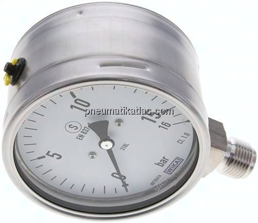 Sicherheits-Manometer senkrecht, 100mm, 0 - 16 bar