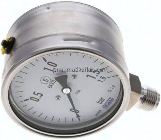 Sicherheits-Manometer senkrecht, 100mm, 0 - 1,6 bar