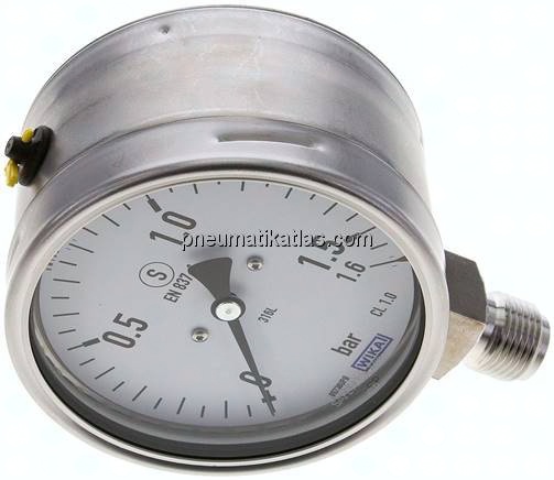 Sicherheits-Manometer senkrecht, 100mm, 0 - 1,6 bar