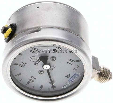 Gly.-Sicherheits-Manometer senkrecht,63mm, 0 - 1 bar