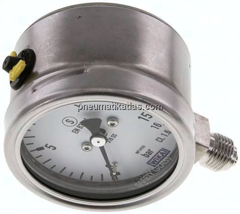 Sicherheits-Manometer senkrecht, 63mm, 0 - 16 bar