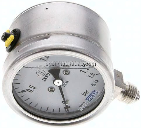 Gly.-Sicherheits-Manometer senkrecht,63mm, 0 - 1,6 bar