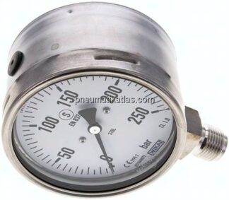 Sicherheits-Manometer senkrecht, 100mm, 0 - 250 bar