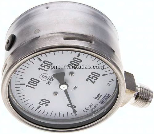 Sicherheits-Manometer senkrecht, 100mm, 0 - 250 bar
