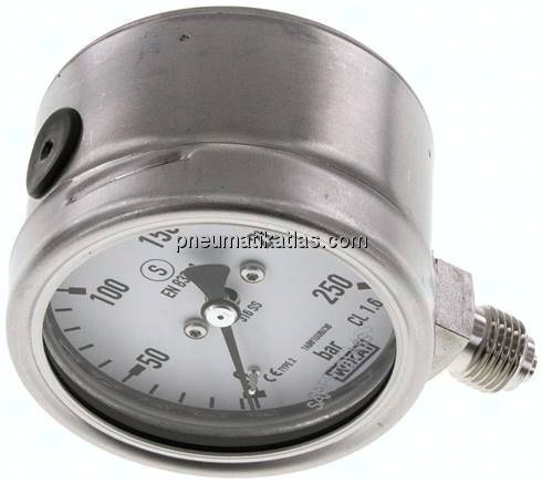 Sicherheits-Manometer senkrecht, 63mm, 0 - 250 bar