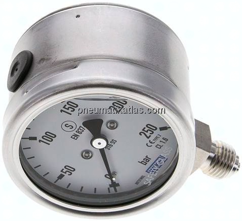Gly.-Sicherheits-Manometer senkrecht,63mm, 0 - 250 bar