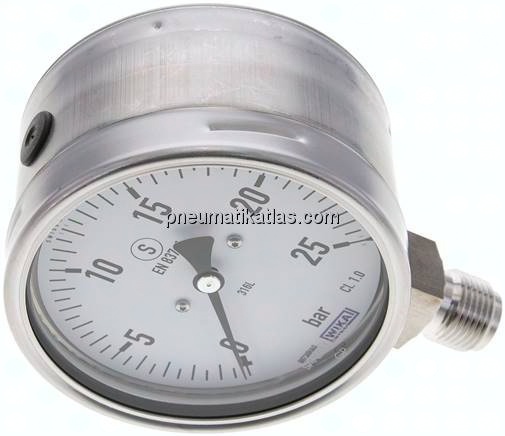 Sicherheits-Manometer senkrecht, 100mm, 0 - 25 bar