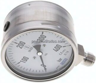 Sicherheits-Manometer senkrecht, 100mm, 0 - 400 bar