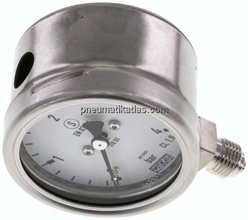 Sicherheits-Manometer senkrecht, 63mm, 0 - 4 bar