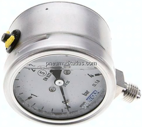 Gly.-Sicherheits-Manometer senkrecht,63mm, 0 - 4 bar