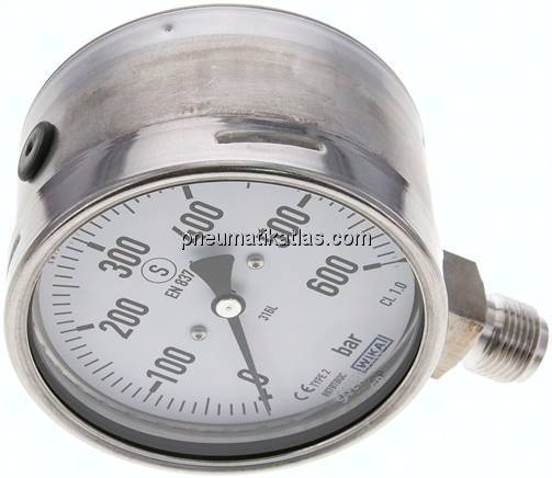 Sicherheits-Manometer senkrecht, 100mm, 0 - 600 bar