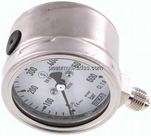 Sicherheits-Manometer senkrecht, 63mm, 0 - 600 bar